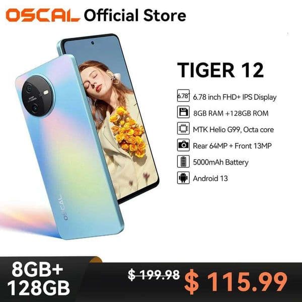 OSCAL TIGER Android Smartphone Helio G Hz K Display Cellphone GB RAM ROM MP Mobile Phone