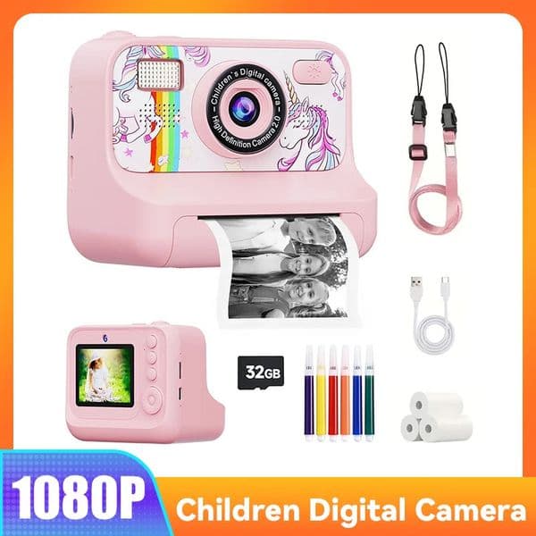 Summer 4000w Pixels Dual Lens 24inch 16X Zoom Kids Camera Instant Print Kids Camera for Kids for ages 312 Girls Boys Giftskids 250903BJ