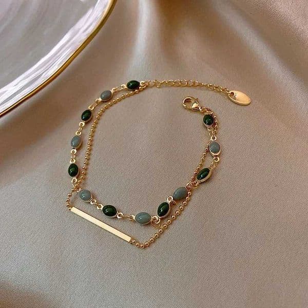 Accories for Women Crystal Charm Bracelets for Women Gold Color Beaded Chain Double Layered Adjustable Bracelet Jewelry GiftXJ250904