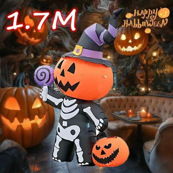 17M Halloween Inflatable Pumpkin Skeleton Little Ghost with LED Lights Outdoor Courard Decor Home Garden Festival Horror Prop W250904