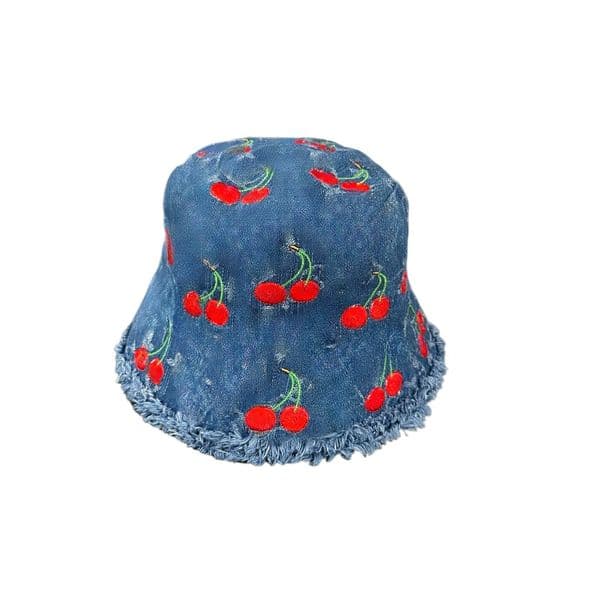 The Latest Wide-brimmed Fisherman Hats Designed By Fashionable Men and Women Cherry-style Fashionable Bucket Hats Denim Washed Versatile Hats