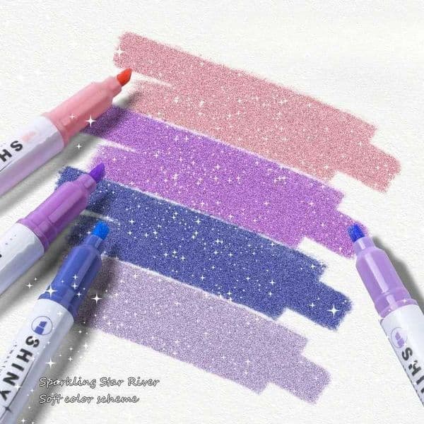 4pcsset Aesthetic Star Glitter Highlighters Shiny Scrapbook Doodle Pens Notebook Highlight Markers Pen Kawaii Kids Stationery X250904