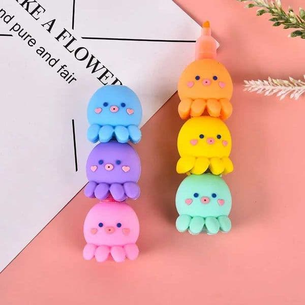 6 pcsset Colorful Octopus Highlighters Art Markers Liner Journal Diy Art Supplies Drawing Paint Marker Cute Stationery Gift X250904