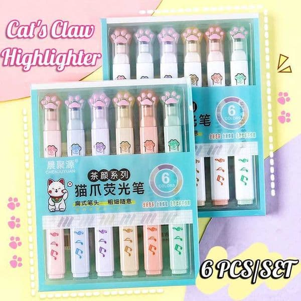 6 PCS Kawaii Highlighters Pastel Pen Set Colored Markers Cute Korean Stationery Kids Marker Aesthetic Office School Supplies X250904