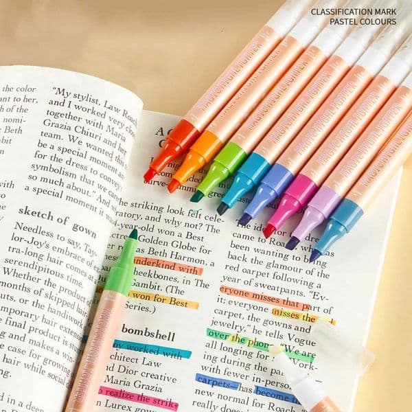10 Colors Highlighters Double Head Colorful Waterproof Nonbleeding For Meetings Notes Office Stationery School Supplies X250904