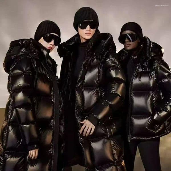 Men's Down Winter Glossy Jacket Luxury Thicken Hooded Long White Duck Women Windproof Rainproof Warm Outwear