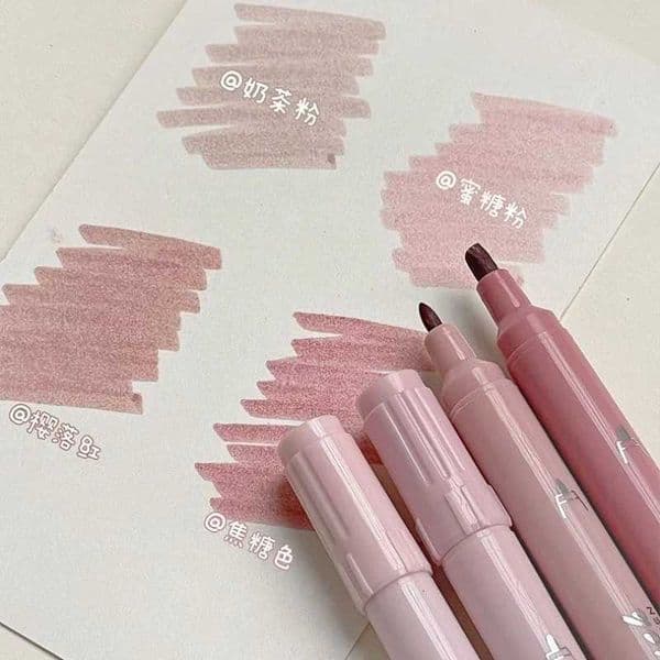 4Pcs Gradient Color Double Head Highlighter Student Notebook Highlight Marker Pen Scrapbook Decor Material Aesthetic Stationery X250904
