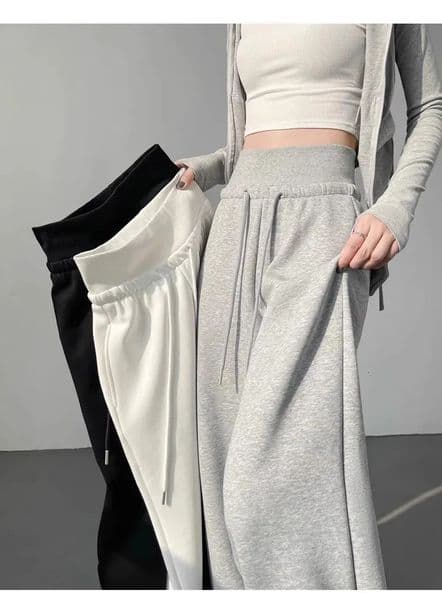 Womens gray sports high waist hanging loose slimming straight leg wide leg pants American sweatpants 250903