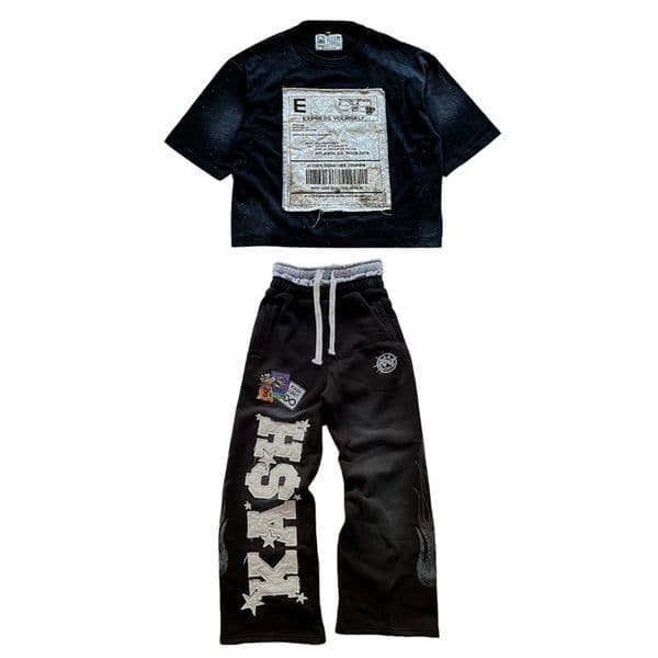 American Retro Sports Pants Tshirt Two Piece Set Y2K Sportswear Mens Womens Letter y Baggy Casual Tops Suit 250903BJ