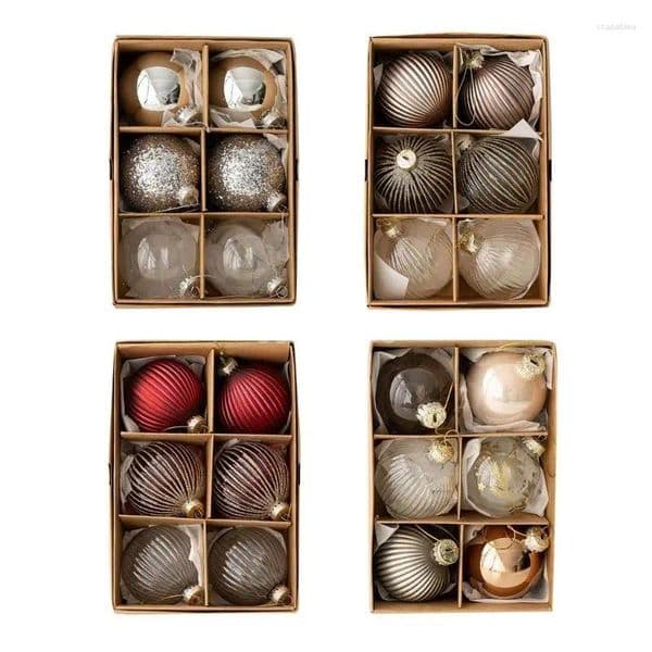 Party Decoration Q6PE Pack Of 6 Exquisite Glass Christmas Bauble Balls Ornaments Create Festive Atmospheres At Homes Festival Ornament