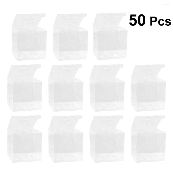 Gift Wrap 50pcs Transparent Plastic Box PVC Packaging Wedding Birthday Celebration Baby Shower Party Supplies
