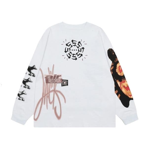 Y2k Streetwear Graffiti Long Sleeve Cotton Tshirts for Men and Women Crew Neck Ropa Hombre Baggy Oversized Top Tees 250903