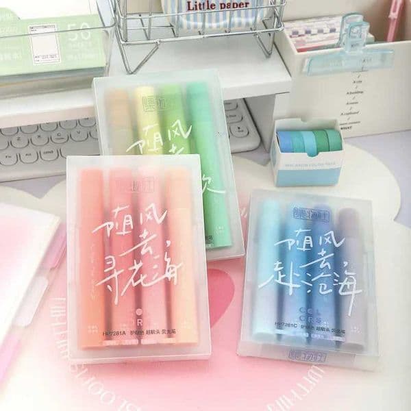 4pcsset Assorted Soft Chisel Tip Bible Highlighter Marker Pens Pastel Highlighter Aesthetic for Highlighting Journaling Drawing X250904
