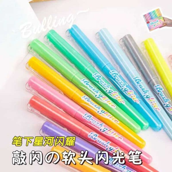 Guangner 1902 Soft Head Glitter Pen Candy Color Highlighter Diary Homework Notes Highlight Marker X250904