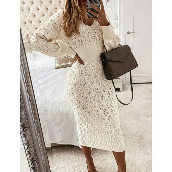 Autumn Womens Fashion Temperament Leisure Commuting Slim Fit Sexy Long Sleeve Knitwear Wrapped Hip Skirt Sweater 250903