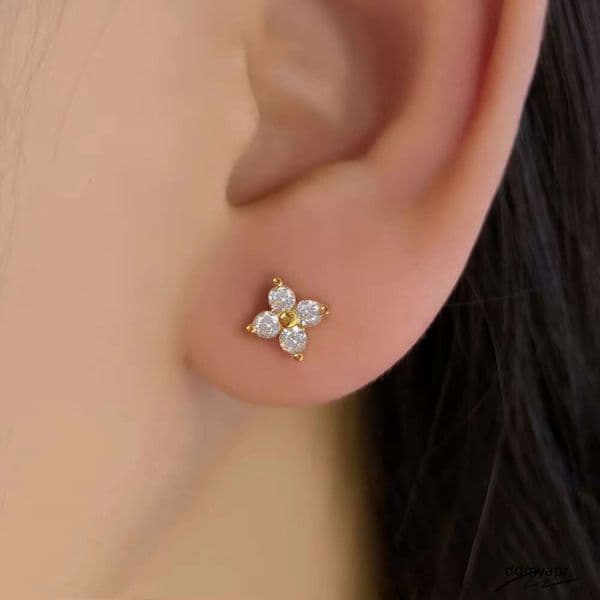 Girl Fine Jewelry Sweet Factory Custom Multi Color Stone Black Gold Plated Sterling Sier Ddmyday Mini Stud Earrings For Kids Ddmyday