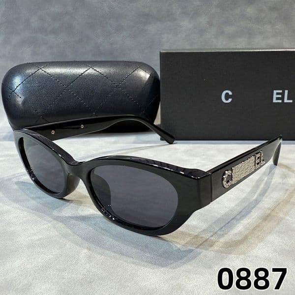 Luxury designer for women and men cat-eye diamond-studded lettering frames exquisite flat lenses UV protection beach sunglasses with box 2026