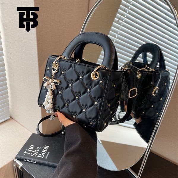TB BHULAMTE Designer Bag 2025 Spring New Princess Luxury Bag Diana Bag Women High-end Quilted Embroidery Pearl Handbag Bucket Bag Shoulder Crossbody Bag