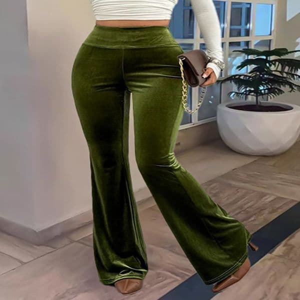 canary flares womens spring and autumn thin pants high waist green wide leg casual straight micro cropped pa 250904BJ