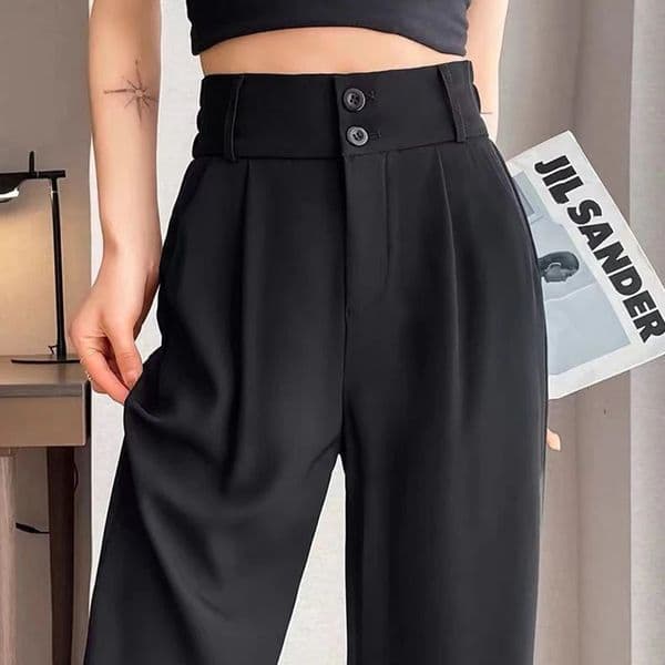 Lady Summer High Waisted Thin Pants Women Comfortable Straight Leg Suit Trousers Girls All Match Work Classic Basic Slacks 250905BJ