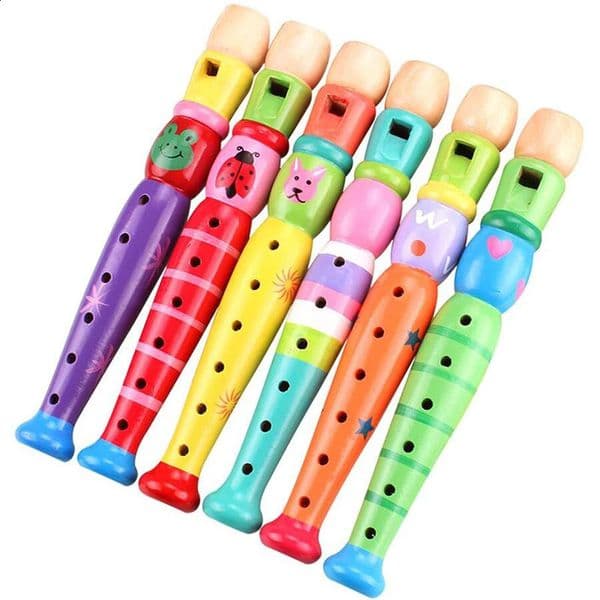 1Pc Wooden Cartoon Flute Children Clarinet 6Hole Piccolo Baby Toys Musical Instrument Toys Early Education Enlightenment TMZ 250904BJ