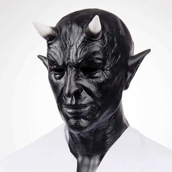 Mephistopheles Mask Horror Demon Horn Mask Cosplay Devil Killer Latex Helmet Masquerade Carnival Halloween Party Costume PropsXJ250905