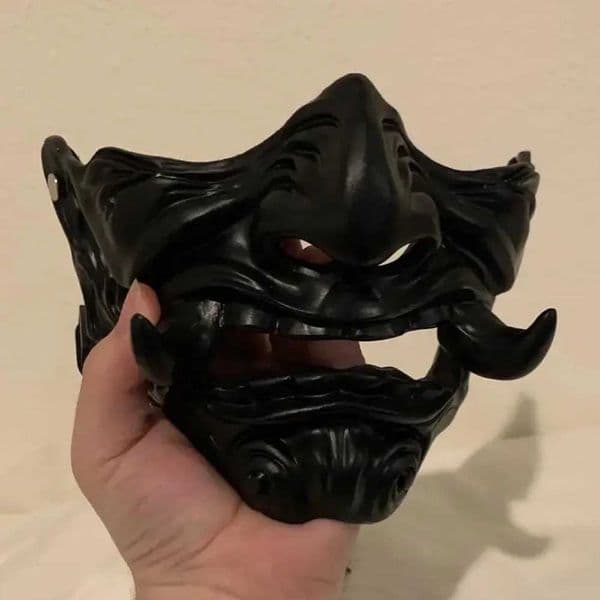 Prajna Ninja Mask Cosplay Japanese Oni Samurai Demon Kabuki Hannya Half Face Resin Mask Halloween Carnival Party Costume PropsXJ250905