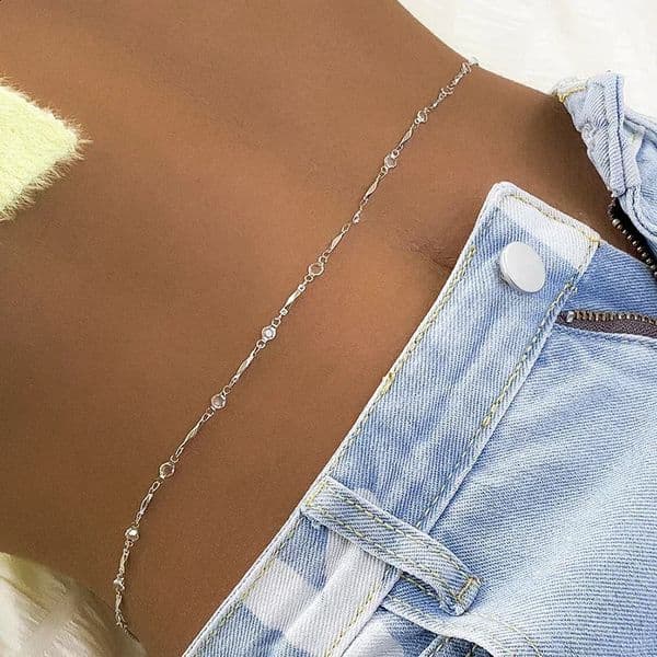 Minimalism Belly Chains for Waist Sexy Women Body Chain Jewelry Vintage Shine Crystal Beach Vacation Accessories 250905BJ