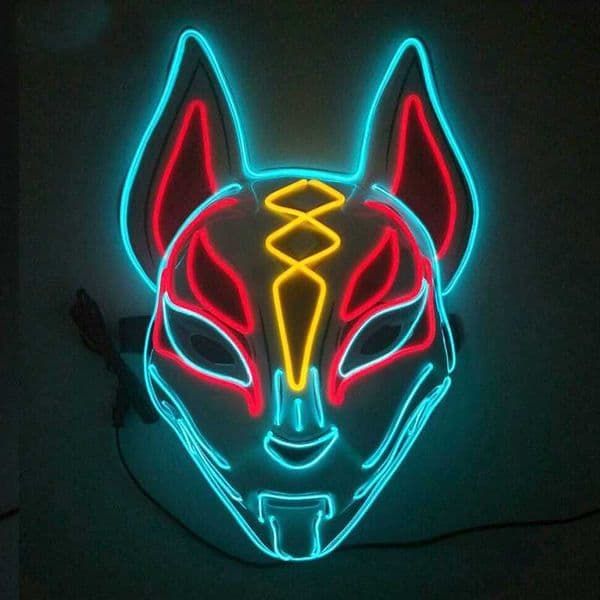 Colorful Light up Fox Face Mask LED Disguise Mask For Halloween Carnival Cosplay Rave Bar Glow Mask Costume Men WomenXJ250905