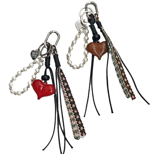 DHpet_wholesale 2025 Spring Fresh Style Charm, Retro Woven Bag Pendant, Plastic Resin Keychain, Love/Bell Design, Multi-Color