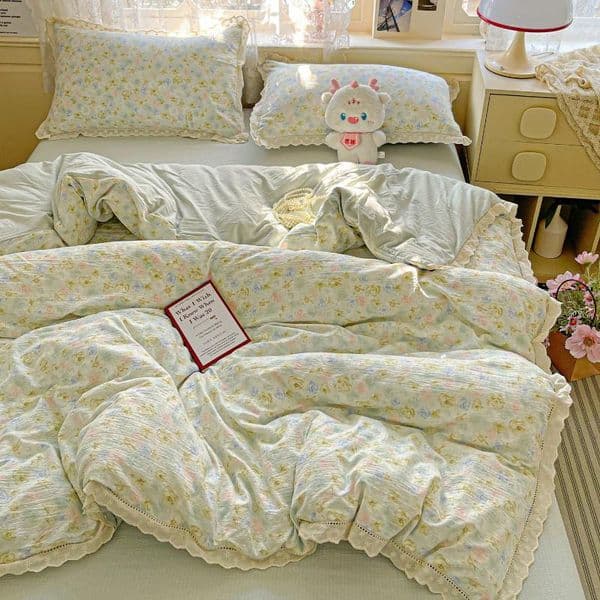 Bedding Sets INS Princess Set Ruffle Lace Quilt Cover Romantic Bedclothes Woman Girls Home Decor Duvet Korean Style Floral