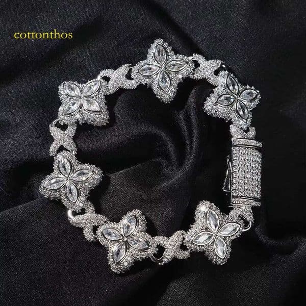 Iced Out Jewelry Hip Hop Colorful Infinity Link Cuban Chain VVS Moissanite Dia Clover Bracelet for Men&Women Z260313