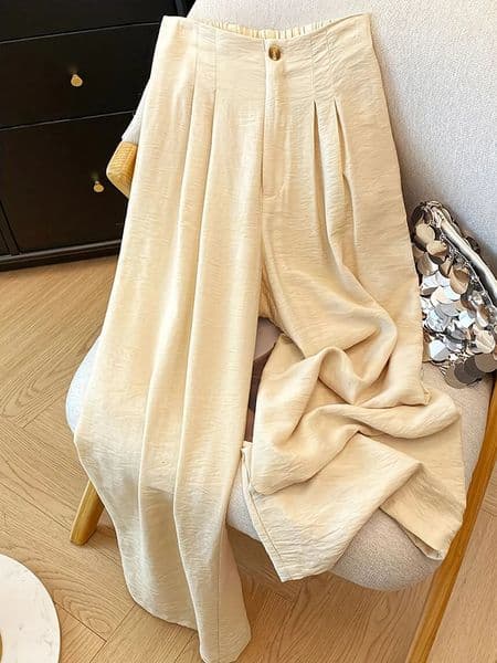 Stylish Long Wide Leg Pants for Woman Pleated High Waist Y2K Trousers Lady Formal Office Wear Solid Elegant Womens 250905BJ