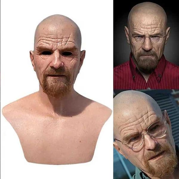 2025 Silicone Mask Halloween New Breathable Bald Mustache Old Man Headgear Cosplay Props Photography Accessories Halloween MasksXJ250905