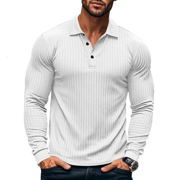Casual Mens Polo Shirt Solid Color Button Long Sleeve Tshirts Business Tee Fashion Clothing Stretch Breathable 250905BJ
