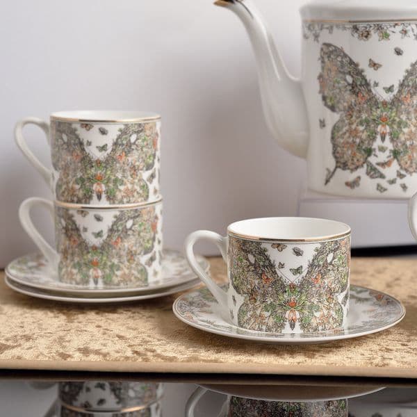 Elegant Bone China 15-Piece Coffee Set, Beautifully Designed, Perfect for Coffee Enthusiasts or Special Occasions