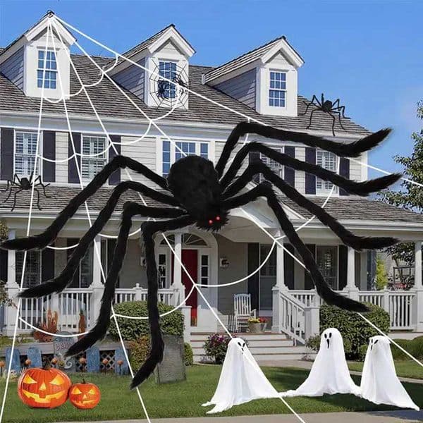Halloween Big Plush Spider Horror Halloween Decoration Party Prop Outdoor Giant Spider Decor 30200cm Chamber Prank Black SpiderXJ250906