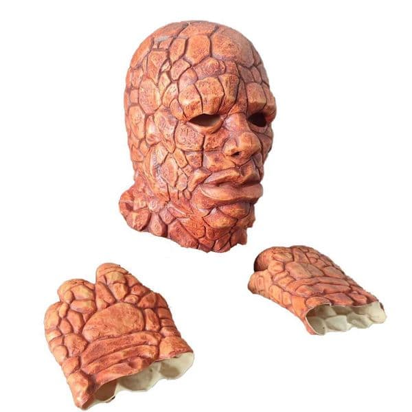 Fantastic Four Thing Superhero Mask Full Head Mask Gloves Halloween Fancy Dress Up Horror Latex Mask Cosplay Party Props W250906