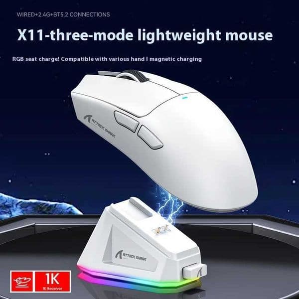 Attack Shark X11 Mouse Lightweight PAW3311 ESports Game The Third Mock Examination Wireless Mouse Charging RGB Bottom Z250906