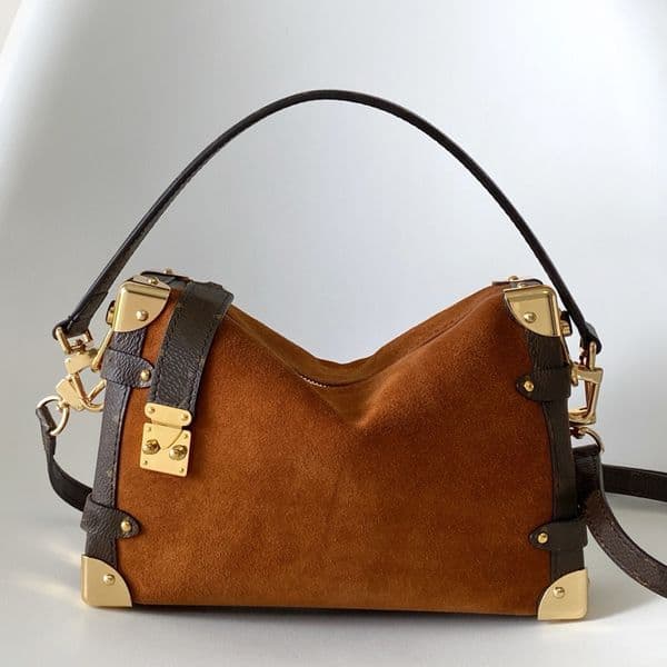 Top Quality 10A Side Trunk Shoulder Luxury Designer Suede Genuine Leather Crossbody Golden Hardware Handbag Zipper Closure Clutch Bag Purse