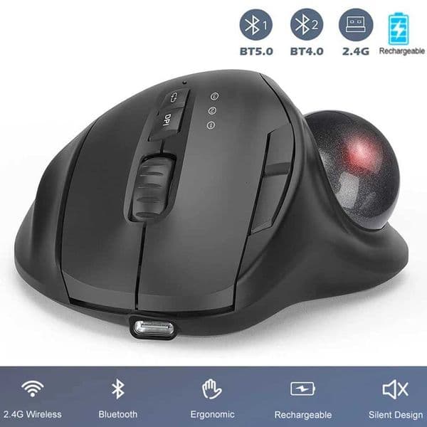 Ergonomic Wireless Trackball Mouse Easy Thumb Control Precision Smooth Tracking Ergonomic Comfort Design compatible with Windows PC Mac Z250906