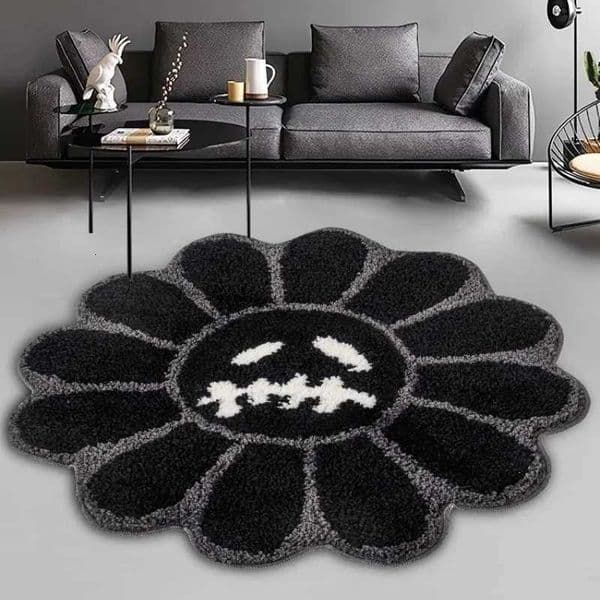 Luxurious Aesthetic Sunflower Smiling Carpet Entrance Door Antislip Bathroom Rug Flower Tufted Mat Living Room Decor Y250906
