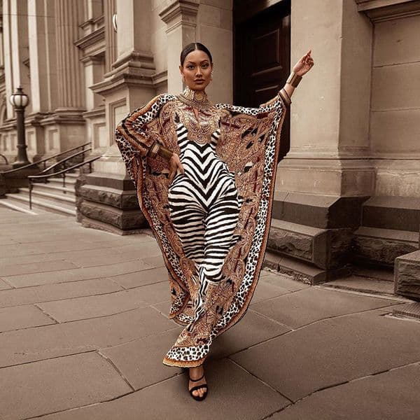 M103 Robe leopard print loose oversized holiday dress