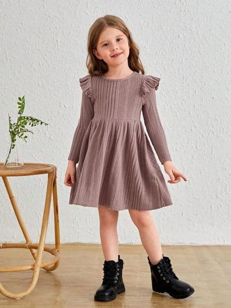 Girls Knit Dress for Autumn Winter Long Sleeve Kids Princess Dress Solid Fashion Baby Girls Casual Fall Clothes 2 to 6Years 250906BJ