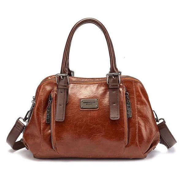 New Arrival Women's Vintage Fashion Handheld Brown Leather Lady Crossbody Adjustable Large Capacity Multi Compartment Bag
