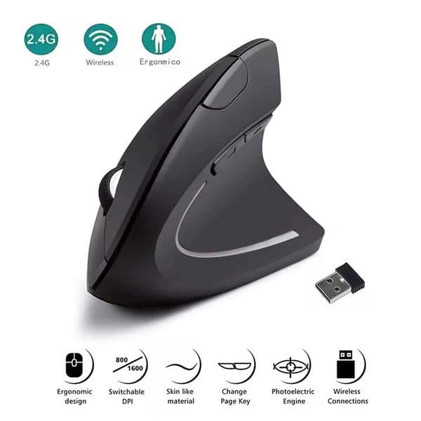 NewVertical Mouse Ergonomic 24GHz Wireless Optical Mice 3 Adjustable DPI 80012001600 6 Buttons for Laptop PC Computer Desktop Z250906