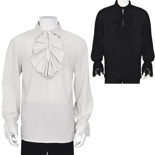 Mens Pirate Shirt Ruffle Victorian Renaissance Steampunk Poet Shirts Gothic Medieval Costume250906BJ