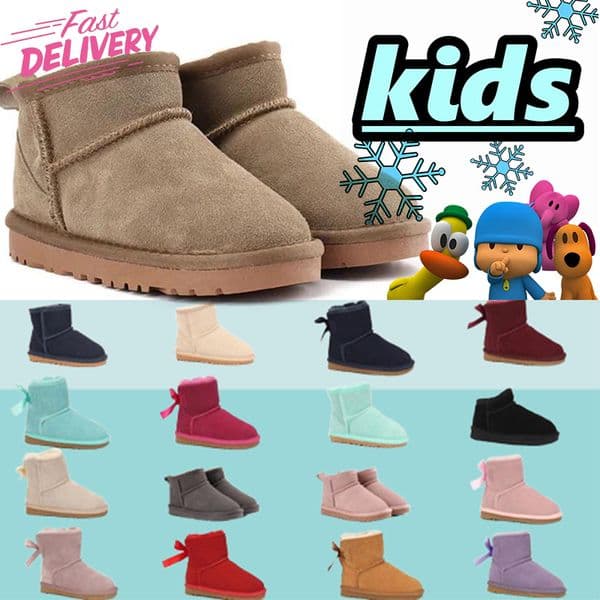 Free shipping designer tasman boots kids platform booties winter slippers snow boot mens shoes classic ultra mini ankle boots black chestnut sand warm Bowtie