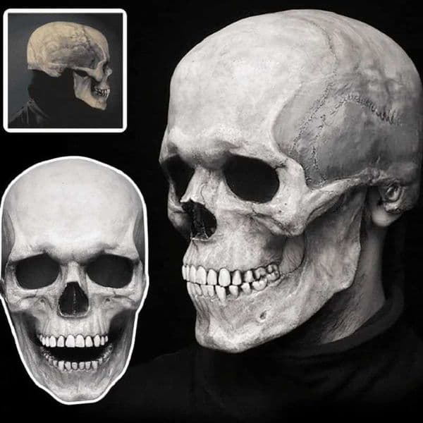 Full Head Skull Mask Carnival Adults Restc Anonymous Halloween Moveable Mouth Jaw Anime Horror Helmet Skeleton Headgear Masks W250906