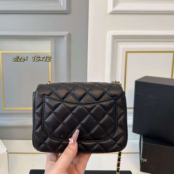 topNew 2025 Color Designer Shopping chananll Crossbody Dia Lattice Soft Shoulder Bag Gold Ball Woc Chain Flap Leather Cowhide Hasp Belts Handle Bags 17cm